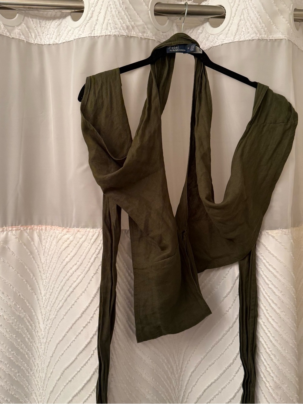 Polo by Ralph Lauren Olive Halter Wrap Crop Top - Picture 6 of 6